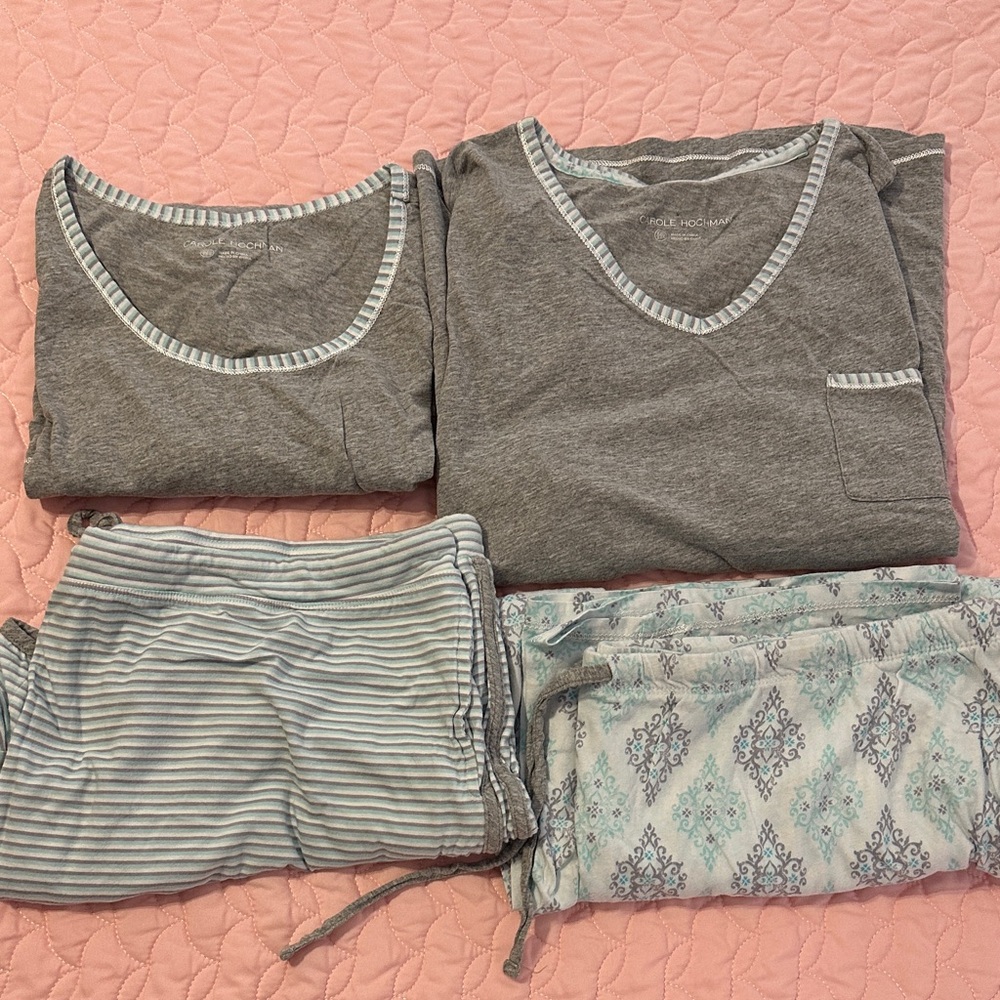 Midnight by Carole Hochman Gray and Light Blue Pajama Set